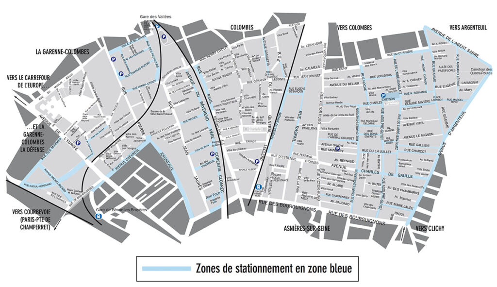 Plan des zones bleues